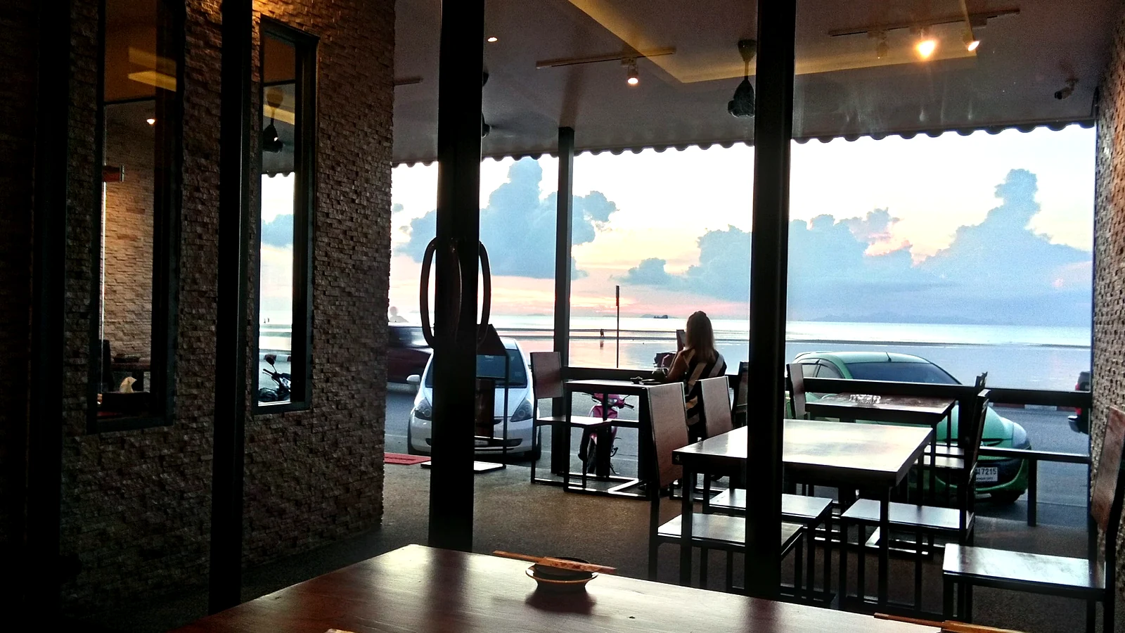 KOBORI restaurant looking out toward the sea at sunset in Nathon, Koh Samui